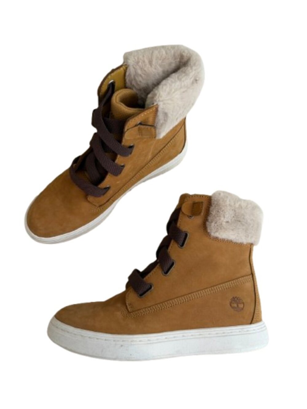 Timberland Women's Bria faux fur-lined high-top sneakers boots Size 8.5 - Picture 1 of 12